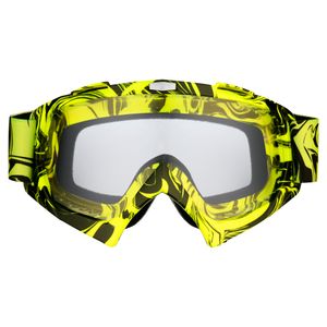 Designer Motocross Brille gelb mit klarem Glas