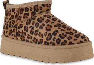 VAN HILL Dámské zateplené boty na platformě s profilovanou podrážkou Zimní obuv 840622, Barva: Light Brown Leo, Velikost: 38