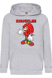 Knuckles Kinder Kapuzenpullover Sweatshirts Sonic the Hedgehog Sega Mascot, 12-13 Jahr - 152 / Grau