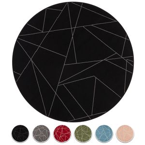 Kurzflor Teppich Shard, rund , Größe:140 cm, Farbe:schwarz/grau