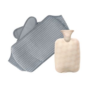 Wärmflasche 2000mL,Wärmflaschengürtel 2 in 1, zur Schmerzlinderung für Nacken Schulter Rücken Taille Regelschmerzen(hellgrau)