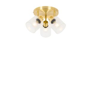 QAZQA - Art Deco Deckenstrahler Gold I Messing mit Glas 3-flammig Spotbalken-flammig verstellbar rund - Laura I Wohnzimmer I Schlafzimmer - Rund - LED geeignet E27