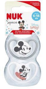 NUK Disney Mickey Minnie Silikon-Schnuller, 6-18 Monate, 2 Stück grau/weiß