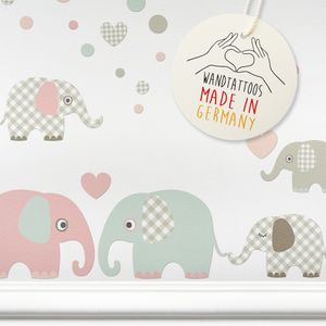 Wandtattoos Kinderzimmer „Elefanten” Taupe/Mint/Nude
