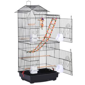 Yaheetech Vogelkäfig Wellensittich Kanarien Käfig mit Vogelspielzeug 46 x 35,5 x 99 cm