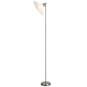HOMCOM Stehlampe mit einstellbar Lampenkopf, Standleuchte, Einstellbare Helligkeit, Stahl, Silber, 35 x 35 x 180 cm