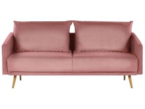 BELIANI Sofa Rosa Samtstoff 3-Sitzer 185 x 78 x 68 abnehmbare Kissenbezüge Minimalistisch Retro Wohnzimmer Flur Arbeitszimmer Modernes Design