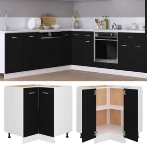 Schränke - CLORIS - Eckunterschrank Schwarz 75,5x75,5x80,5 cm Holzwerkstoff
