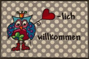 Waschbare Fußmatte - Willkommen Eule - Owl 50x75 cm Fußabstreifer