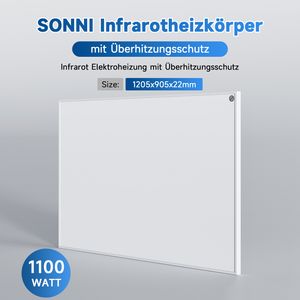 SONNI ogrzewanie na podczerwień 1205x905 grzejniki na podczerwień grzejnik elektryczny panel grzewczy na podczerwień 1100W biały grzejnik ścienny termostat inteligentny dom oszczędność energii