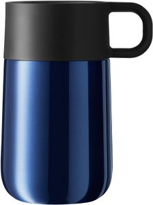 WMF Impulse Travel Mug, Thermobecher Edelstahl 0,3l, Automatikverschluss, 360°-Trinköffnung, hält Getränke 6h warm/ 12h kalt, blau, 1 Stück (1er Pack)