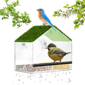 Vogelfutterstation Transparent Fenster Vogelhäuschen für Wildvögel, Finken, Kardinal, Bluebirds, Bird Feeder Vogelfutterhaus Acryl mit Starken Saugnäpfe