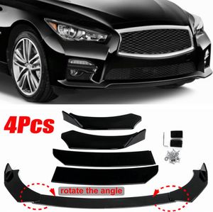 MECO 4 Stück Universal Frontlippe Kinnstoßstange Bodykits Spoilerlippe Passend für alle Modelle - Glanz Schwarz