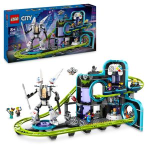 LEGO City Achterbahn mit Roboter-Mech, Spielzeug-Vergnügungspark, Spielset für Jungen und Mädchen ab 8 Jahren, Geschenk für kreative Kinder 60421