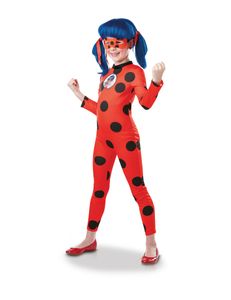 Ladybug-Kostüm für Kinder Overall mit Maske rot-schwarz