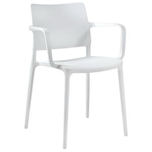 PAPATYA 1er-Set Kunststoffstuhl Joy-K mit Armlehnen I Designstuhl mit Einer Belastbarkeit von 200 kg  (Weiß)