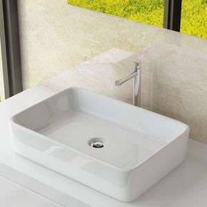 Handwaschbecken Keramik Waschschale Waschbecken Aufsatz WS97 Eckig 60,5x34x11cm
