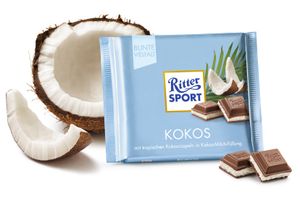 Ritter Sport Kokos mit Kokosraspeln Kokos Milchfüllung 100g 5er Pack