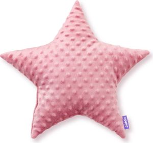 JUKKI® DekoKissen für Kinderzimmer STERN [Alt Rosa] 40cm Plüsch MINKY Kopfkissen für Kinder Kuschelkissen Plüschkissen