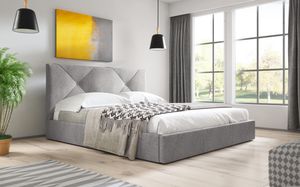 GUTTO Polsterbett mit Bettkasten 120cm Grau Modern Webstoff mit Stauraum Holz-Lattenrost Steppung
