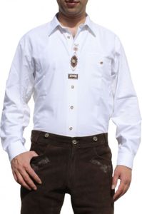 German Wear, Trachtenhemd für Trachten Lederhosen mit Verzierung Trachtenmode weiß, Größe:S