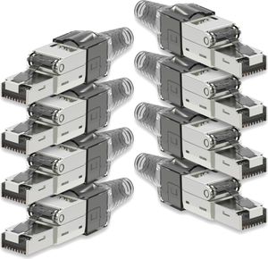 8x Netzwerkstecker CAT 7 Werkzeuglos RJ45 Netzwerk Stecker Verlegekabel Metall