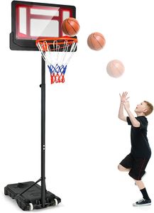 COSTWAY Basketbalový kôš so stojanom 90-210 cm s nastaviteľnou výškou, basketbalový stojan s 2 kolieskami, systém obručí pre deti, dospelých, odolný voči poveternostným vplyvom Outdoor