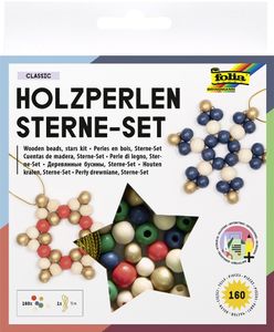 folia Holzperlen Sterne-Set CLASSIC 161-teilig