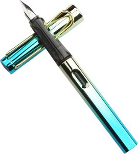 Füllfederhalter, Spiegeloberfläche, nicht leicht zu entfärben, feine Spitze, rutschfest, galvanisch, glattes Schreiben, Business-Schreiben, Kalligraphie-Stift, Schulbedarf-Blau ,Größen:Long