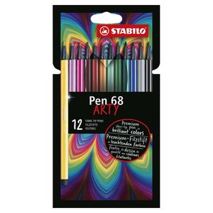 Premium-Filzstift - STABILO Pen 68 - ARTY - 12er Pack mit Hängelasche - mit 12 verschiedenen Farben