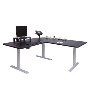 Eck-Schreibtisch HWC-D40, Computertisch elektrisch höhenverstellbar 178x178cm 84kg MVG  schwarz, grau