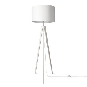 Tischleuchte Dreibein Nachttischlampe Stehlampe E27 Stoff Lampenschirm Uni