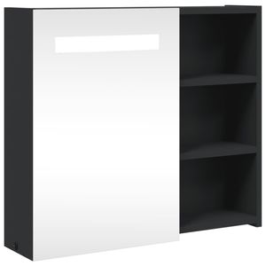 vidaXL Spiegelschrank mit LED-Beleuchtung Schwarz 60x13x52 cm