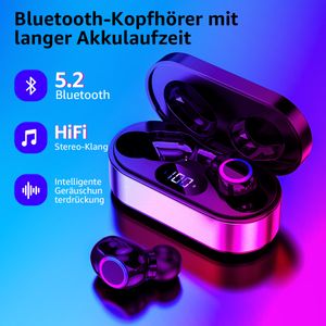 7Magic F12 Bluetooth Kopfhörer Kabellos In Ear Ohrhörer Sport Touch Control Wireless Bluetooth Headset mit kabellosem Ladecase Mikrofon, Silver