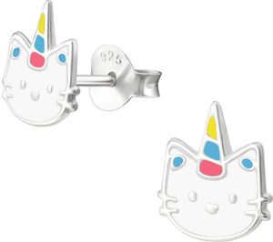 Ohrstecker Einhorn-Katze aus .925 Silber Kinder