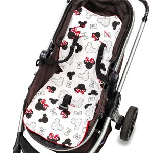 Sitzauflage für Baby Kinderwagen Kissen Buggy Polster Einlage Antischwitzauflage Kindersitzauflage Rot Minky und Baumwolle mit Maus Motiv