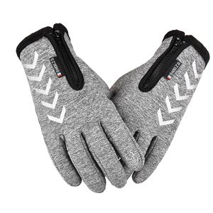 Touchscreen Handschuhe Herren Damen Thermo Warm Winter Wasserdicht Winddicht Fahrradhandschuhe mit Reißverschluss, Grau, M