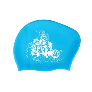 INF Plavecká čepice pro dlouhé vlasy silikonová modrá/bílá
