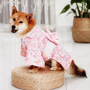 Katzen-Kimono im japanischen Stil mit Schleife, Dekorstoff, zweibeiniges Haustier-Kostümkleid für Party-Rosa 2