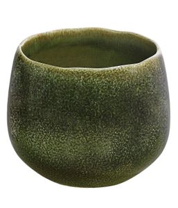 Dehner Blumentopf Linn, Ø 15 cm, Höhe 15 cm, Keramik, lasiert, dunkelgrün