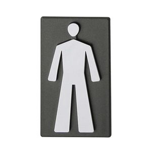 DOMINO WC Schild Selbstklebend 8,5 cm x 4,7 cm | Toilettenschilder Herren WC | Türschild Gäste | Idealer WC Aufkleber | Toiletten Schild | WC-Schilder für Büros, Restaurants | Farbe: GRAPHIT