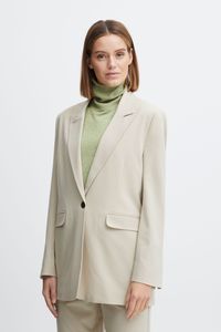 b.young BYDANTA Damen Blazer Longblazer Jacke mit Reverskragen und Knopf Regular Fit mit Stretch langer Schnitt