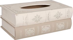 Clayre & Eef Taschentuchbox 27x16x10 cm Beige Holz Bücher