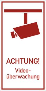 Dreifke® Schild ACHTUNG! Videoüberwachung, Alu, 200x400 mm
