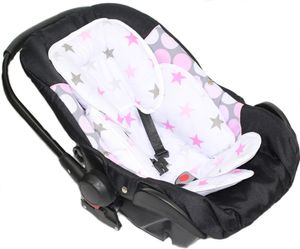 Sitzverkleinerer Baumwolle Kind für Auto Kindersitz Baby Schale Einsatz Einlage- 12 - Star Rosa