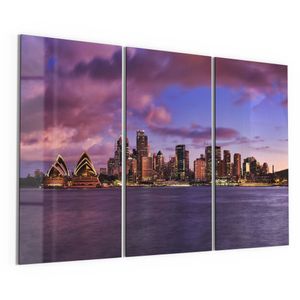 DEQORI Glasbilder Acryl 3x50x100 cm 'Sydneys Panorama' Wandbilder XXL groß