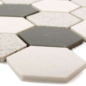 Muster von Keramik Mosaikfliesen Monforte Hexagon Schwarz Grau