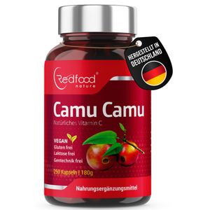 Redfood Camu Camu Kapseln - natürliches Vitamin C - 250 vegane Kapseln