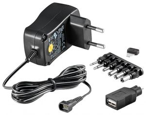 GOOBAY Univerzální napájecí adaptér 3-12V/600mA s USB, černý (19.92.4007)