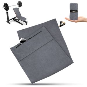 Mikrofaser-Fitnesshandtuch mit Frotteestruktur, Reißverschluss-Tasche, Grau, 50x120cm, Sporthandtuch, Handtuch für Gym, Sport, Fitness, saugstark